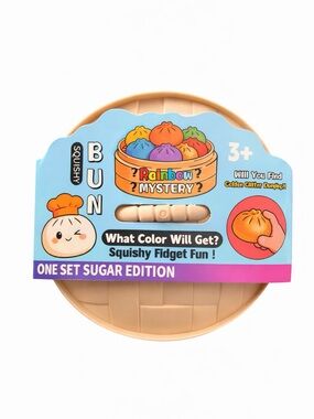 Squishy Bun Rainbow Mystery Beige Squishy Fidget Toy Stress Relief Fun Toy